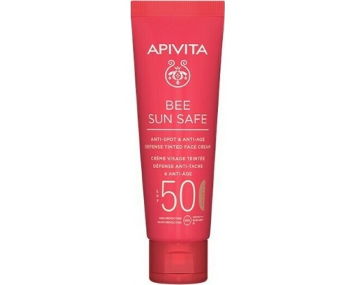 APIVITA BEE SUN SAFE Anti-Spot & Anti-Age Face Cream SPF50 Tinted, Αντηλιακή κρέμα προσώπου κατά των πανάδων & των ρυτίδων με θαλάσσια φύκη & πρόπολη με χρώμα 50ml  APIVITA BEE SUN SAFE Anti-Spot & Anti-Age Face Cream SPF50 Tinted, Αντηλιακή κρέμα προσώπου κατά των πανάδων & των ρυτίδων με θαλάσσια φύκη & πρόπολη με χρώμα 50ml