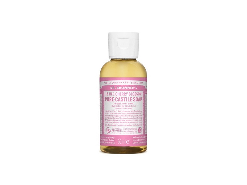 DR.BRONNER'S 18IN1 CHERRY BLOSSOM Pure Castile Soap Αγνό Υγρό Σαπούνι με υπέροχο άρωμα κεράσι 60ml
