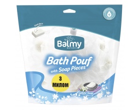 Vican Balmy Bath Pouf with soap pieces Σφουγγάρι με πέρλες σαπουνιού, με άρωμα άσπρου σαπουνιού 1τεμάχιο Vican Balmy Bath Pouf with soap pieces Σφουγγάρι με πέρλες σαπουνιού, με άρωμα άσπρου σαπουνιού 1τεμάχιο