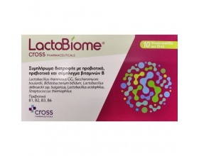 CROSS Pharmaceuticals LactoBiome Συμπλήρωμα διατροφής με προβιοτικά, που εξασφαλίζει ένα ισορροπημένο μικροβίωμα του εντέρου, ιδανικό για παθήσεις του γαστρεντερικού 10 vials
