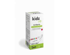 Uplab  KidzLab K2+D3+Ca Συμπλήρωμα διατροφής σύνθετη φόρμουλα στην υγεία των οστών και των δοντιών με γεύση φράουλα 120ml 