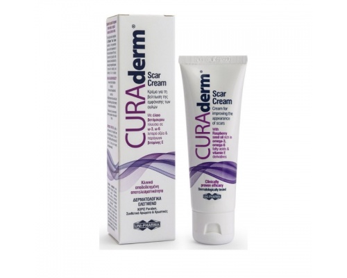 Uni-Pharma CURAderm Scar Cream Κρέμα για την Βελτίωση της Εμφάνισης των Ουλών με έλαιο βατόμουρου πλούσιο σε ω-3 ,ω-6 λιπαρά οξέα 50ml   Uni-Pharma CURAderm Scar Cream Κρέμα για την Βελτίωση της Εμφάνισης των Ουλών με έλαιο βατόμουρου πλούσιο σε ω-3 ,ω-6 λιπαρά οξέα 50ml