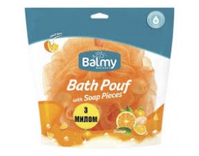 Vican Balmy Bath Pouf with soap pieces Σφουγγάρι με πέρλες σαπουνιού, με άρωμα πορτοκάλι 1τεμάχιο