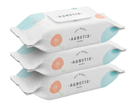 Agnotis Baby Wet Wipes Μωρομάντηλα 2+1 ΔΩΡΟ, 3 x 72τμχ