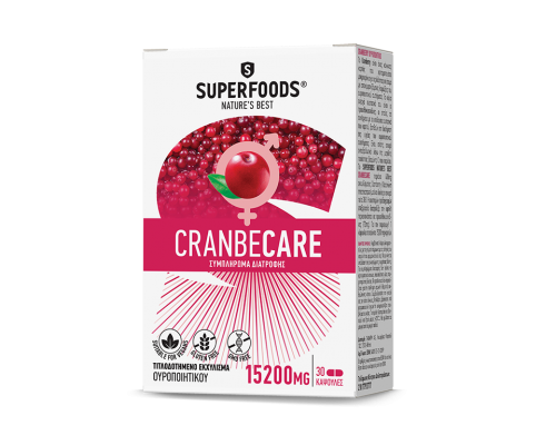 Superfoods Cranbecare 15200mg Συμπλήρωμα Διατροφής για λοιμώξεις του Ουροποιητικού Συστήματος, 30caps