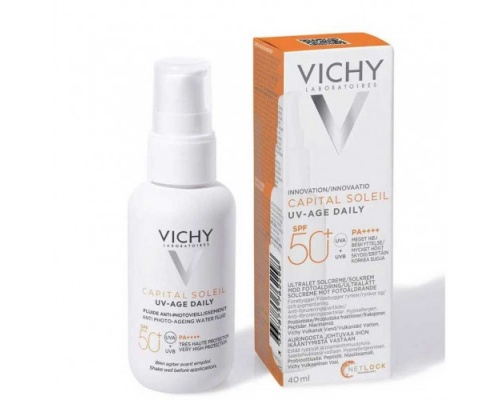 Vichy Capital Soleil UV-Age Daily SPF50+ Αντηλιακό Προσώπου κατά της Φωτογήρανσης, 40ml Vichy Capital Soleil UV-Age Daily SPF50+ Αντηλιακό Προσώπου κατά της Φωτογήρανσης, 40ml