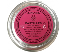 APIVITA Pastilles, Παστίλιες για το λαιμό, μαλακώνουν το λαιμό και το βήχα με βατόμουρο & πρόπολη 45g