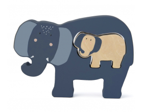 Trixie, Wooden Baby Puzzle, Βρεφικό Ξύλινο Πάζλ, Mrs Elephant, 18m+, 1τμχ.