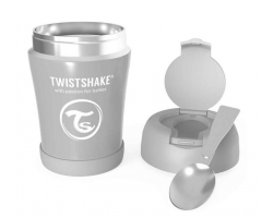 Twistshake Stainless Steel Food Container, Θερμός Φαγητού από Ανοξείδωτο Ατσάλι με Κουταλάκι, Χρώμα Γκρί, 350ml.