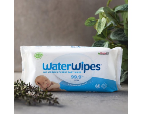WaterWipes Άοσμα 100% Βιοδιασπώμενα Μωρομάντηλα με 99.9% Νερό, 60τμχ