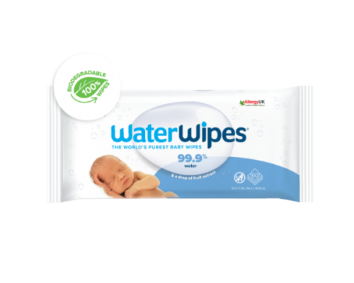 WaterWipes Άοσμα 100% Βιοδιασπώμενα Μωρομάντηλα με 99.9% Νερό, 60τμχ