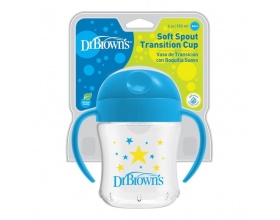 Dr. Brown's  Soft-Spout Cup 15/61001, Κύπελλο με Μαλακό Στόμιο με Καπάκι και Λαβές, μπλε, 6m+, 180ml, 1τμχ
