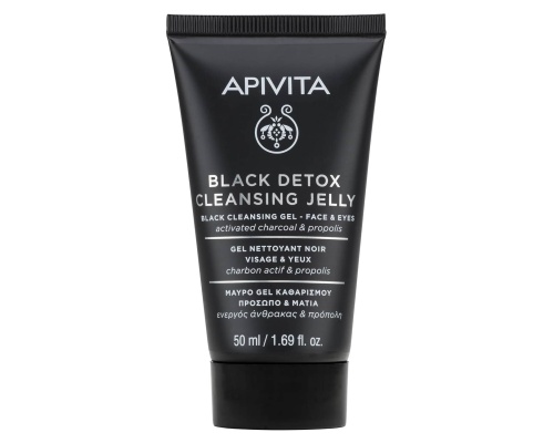 Apivita Black Detox Cleansing Jelly Μαύρο Gel Καθαρισμού πρόσωπο & μάτια με πρόπολη & ενεργός  άνθρακας 50ml  Apivita Black Detox Cleansing Jelly Μαύρο Gel Καθαρισμού πρόσωπο & μάτια με πρόπολη & ενεργός  άνθρακας 50ml