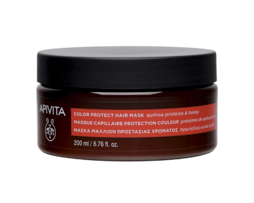 Apivita Color Protect Hair Mask  Μάσκα προστασίας χρώματος ειδικά σχεδιασμένη για τις ανάγκες των βαμμένων μαλλιών με Πρωτεΐνες Κινόα & Μέλι  200ml  Apivita Color Protect Hair Mask  Μάσκα προστασίας χρώματος ειδικά σχεδιασμένη για τις ανάγκες των βαμμένων μαλλιών με Πρωτεΐνες Κινόα & Μέλι  200ml