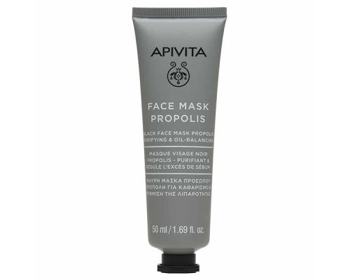 Apivita Face Mask Βlack Propolis Μάσκα προσώπου μαύρη με πρόπολη για καθαρισμό & ρύθμιση της λιπαρότητας 50ml 