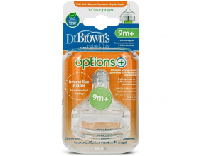 Dr. Brown's Natural Flow, Θηλές Σιλικόνης 9m+ για Μπιμπερό Options+ Με Φαρδύ Λαιμό Υ-Cut (WNY201), 2τμχ.
