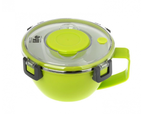 Ecolife Round Double Wall, Φαγητοδοχείο-Θερμός με Χώρισμα, Χρώμα Πράσινο, 850ml. Ecolife Round Double Wall, Φαγητοδοχείο-Θερμός με Χώρισμα, Χρώμα Πράσινο, 850ml.