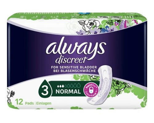Always Discreet for Sensitive Bladder Normal, Σερβιέτες Ακράτειας για Κανονική Poή, 12 τμχ. Always Discreet for Sensitive Bladder Normal, Σερβιέτες Ακράτειας για Κανονική Poή, 12 τμχ.