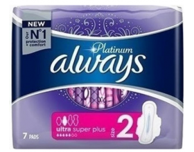 Always Platinum Ultra Super Plus, Size 2, 7 Σερβιέτες.