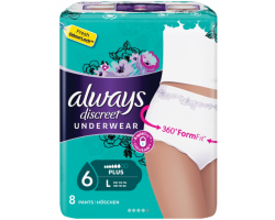 Always Discreet Underwear, Εσώρουχο Ακράτειας, Μέγεθος Large, 8 τμχ.