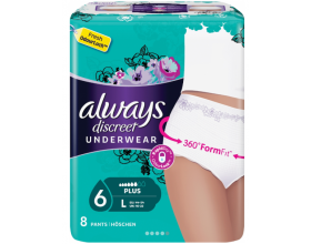 Always Discreet Underwear, Εσώρουχο Ακράτειας, Μέγεθος Large, 8 τμχ.