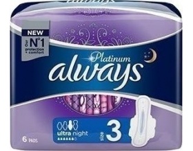 Always Platinum Ultra Night Size 3, 6 Σερβιέτες.