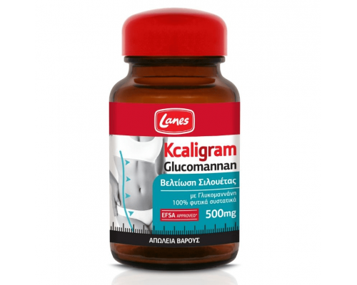 Lanes Kcaligram Glucomannan Συμπλήρωμα Διατροφής με Γλυκομαννάνη για Βελτίωση Σιλουέτας, 500mg 60 ταμπλέτες Lanes Kcaligram Glucomannan Συμπλήρωμα Διατροφής με Γλυκομαννάνη για Βελτίωση Σιλουέτας, 500mg 60 ταμπλέτες