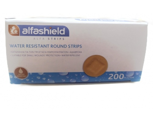 Alfashield Water Resistant Round Strips Αδιάβροχα Στρογγυλά Επιθέματα Μικροτραυματισμών, 200τμχ Alfashield Water Resistant Round Strips Αδιάβροχα Στρογγυλά Επιθέματα Μικροτραυματισμών, 200τμχ