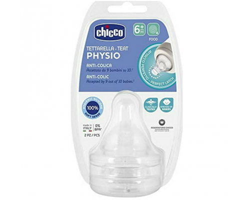 Chicco Physio, Θηλή από Σιλικόνη Ροής Φαγητού, 20347, 2τμχ. Chicco Physio, Θηλή από Σιλικόνη Ροής Φαγητού, 20347, 2τμχ.