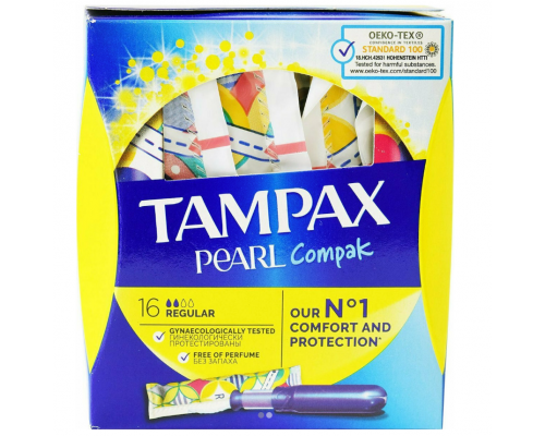 Tampax Compak Pearl Regular, Ταμπόν Υψηλής Απορροφητικότητας για Κανονική Ροή, 16τμχ. Tampax Compak Pearl Regular, Ταμπόν Υψηλής Απορροφητικότητας για Κανονική Ροή, 16τμχ.
