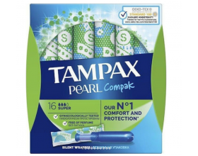 Tampax Compak Pearl Super, Ταμπόν Υψηλής Απορροφητικότητας, για Αυξημένη Ροή, 16τεμ.