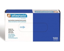 AlfaShield Blue Nitrile Examination Gloves Εξεταστικά Γάντια Νιτριλίου σε Χρώμα Μπλέ Νο Large, 100τμχ  