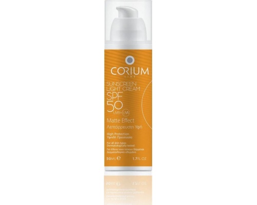 Corium Line Sunscreen Light Cream Matte Effect SPF50 Λεπτόρρευστη Αντηλιακή Κρέμα Προσώπου, 50ml Corium Line Sunscreen Light Cream Matte Effect SPF50 Λεπτόρρευστη Αντηλιακή Κρέμα Προσώπου, 50ml