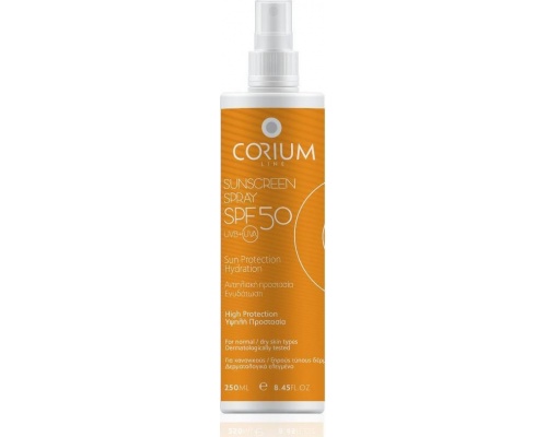 Corium Line Sunscreen Spray SPF50 Αντηλιακό Σπρέι για Πρόσωπο & Σώμα, 250ml  Corium Line Sunscreen Spray SPF50 Αντηλιακό Σπρέι για Πρόσωπο & Σώμα, 250ml