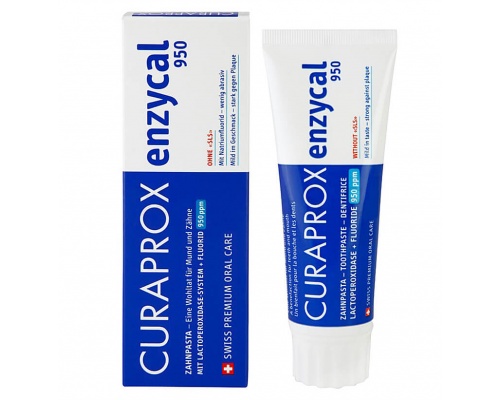 CURAPROX ENZYCAL 950 Οδοντόπαστα Ενισχυει την φυσική αμυνα του στοματος, με ένζυμα και φθοριο Απαλή γευση 75ml  CURAPROX ENZYCAL 950 Οδοντόπαστα Ενισχυει την φυσική αμυνα του στοματος, με ένζυμα και φθοριο Απαλή γευση 75ml