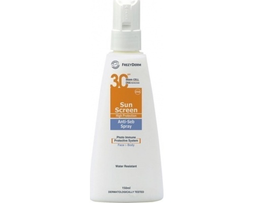 Frezyderm Sun Screen Anti-Seb Spray SPF30 Αντηλιακό Σπρέι Προσώπου & Σώματος με Τάση Ακμής, 150ml Frezyderm Sun Screen Anti-Seb Spray SPF30 Αντηλιακό Σπρέι Προσώπου & Σώματος με Τάση Ακμής, 150ml