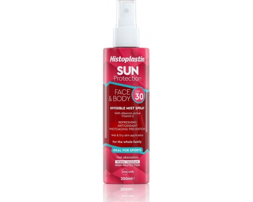 Histoplastin Sun Protection Face & Body Invisible Mist Spray SPF30 Αντηλιακό Σπρέι Προσώπου & Σώματος, 200ml