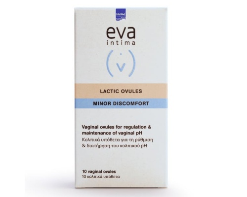 Intermed Eva Intima Lactic Ovules, Κολπικά υπόθετα με γαλακτικό οξύ και γλυκογόνο, 10 υπόθετα Intermed Eva Intima Lactic Ovules, Κολπικά υπόθετα με γαλακτικό οξύ και γλυκογόνο, 10 υπόθετα