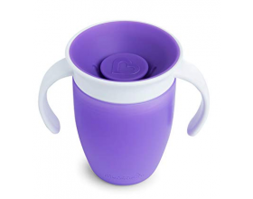 MUNCHKIN Miracle 360° Cup Κύπελλο Εκπαιδευτικό με λαβές, 6m+, Μώβ, 207ml