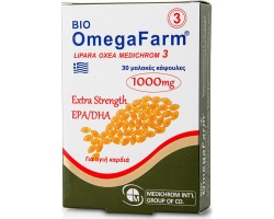 Medichrom Bio OmegaFarm 3| Συμπλήρωμα Διατροφής με Ωμέγα-3 Πολυακόρεστα 1000mg για την Λειτουργία Καρδιάς  30caps  Medichrom Bio OmegaFarm 3| Συμπλήρωμα Διατροφής με Ωμέγα-3 Πολυακόρεστα 1000mg για την Λειτουργία Καρδιάς  30caps
