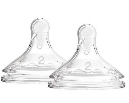 Dr. Brown's Natural Flow, Θηλές Σιλικόνης 3m+ για Μπιμπερό Options+ Με Φαρδύ Λαιμό Επίπεδο 2 WN2201, 2τμχ.