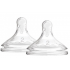 Dr. Brown's Natural Flow, Θηλές Σιλικόνης 3m+ για Μπιμπερό Options+ Με Φαρδύ Λαιμό Επίπεδο 2 WN2201, 2τμχ.