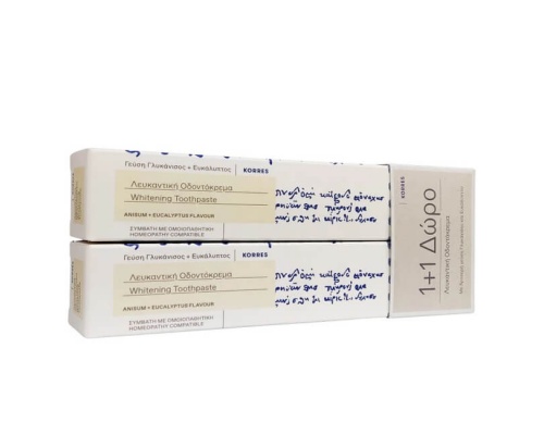 Korres Λευκαντική Οδοντόκρεμα με δροσερή γεύση Γλυκάνισου & Ευκάλυπτου 2x75ml