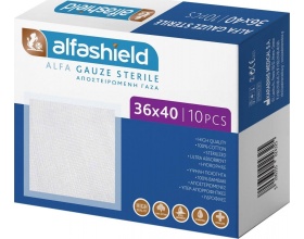 Alfashield Alfa Gauze Sterile Αποστειρωμένες Κομπρέσες Γάζας 36x40, 10τμχ