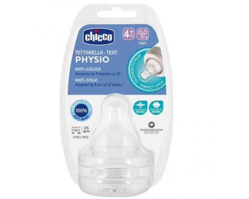 Chicco, Physio Θηλή Σιλικόνης Anti-Colic, Γρήγορη Ροή, 20335-00, 4m+, 2τμχ. Chicco, Physio Θηλή Σιλικόνης Anti-Colic, Γρήγορη Ροή, 20335-00, 4m+, 2τμχ.
