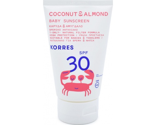 Korres Coconut & Almond Baby Sunscreen SPF30 Βρεφικό Αντηλιακό για Πρόσωπο & Σώμα, 100ml 