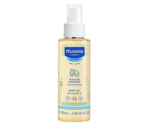 Mustela Baby Oil With Avocado Oil, Βρεφικό Λάδι για Μάσαζ με Έλαιο Αβοκάντο, 100ml.