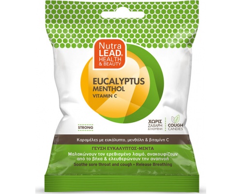 Nutralead Cough Candies Καραμέλες για τον Ερεθισμένο Λαιμό & τον Βήχα με Γεύση Ευκάλυπτο-Μέντα, 40gr Nutralead Cough Candies Καραμέλες για τον Ερεθισμένο Λαιμό & τον Βήχα με Γεύση Ευκάλυπτο-Μέντα, 40gr