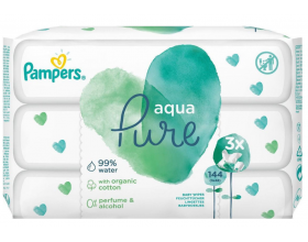 Pampers Aqua Pure, Μωρομάντηλα με 99% Νερό, 144τμχ. Pampers Aqua Pure, Μωρομάντηλα με 99% Νερό, 144τμχ.