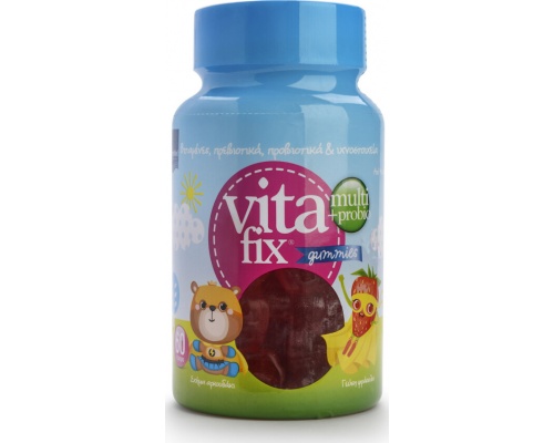 Intermed Vitafix Multi & Probio Gummies Παιδικό Πολυβιταμίνες με Γεύση Φράουλα, 60τμχ Intermed Vitafix Multi & Probio Gummies Παιδικό Πολυβιταμίνες με Γεύση Φράουλα, 60τμχ